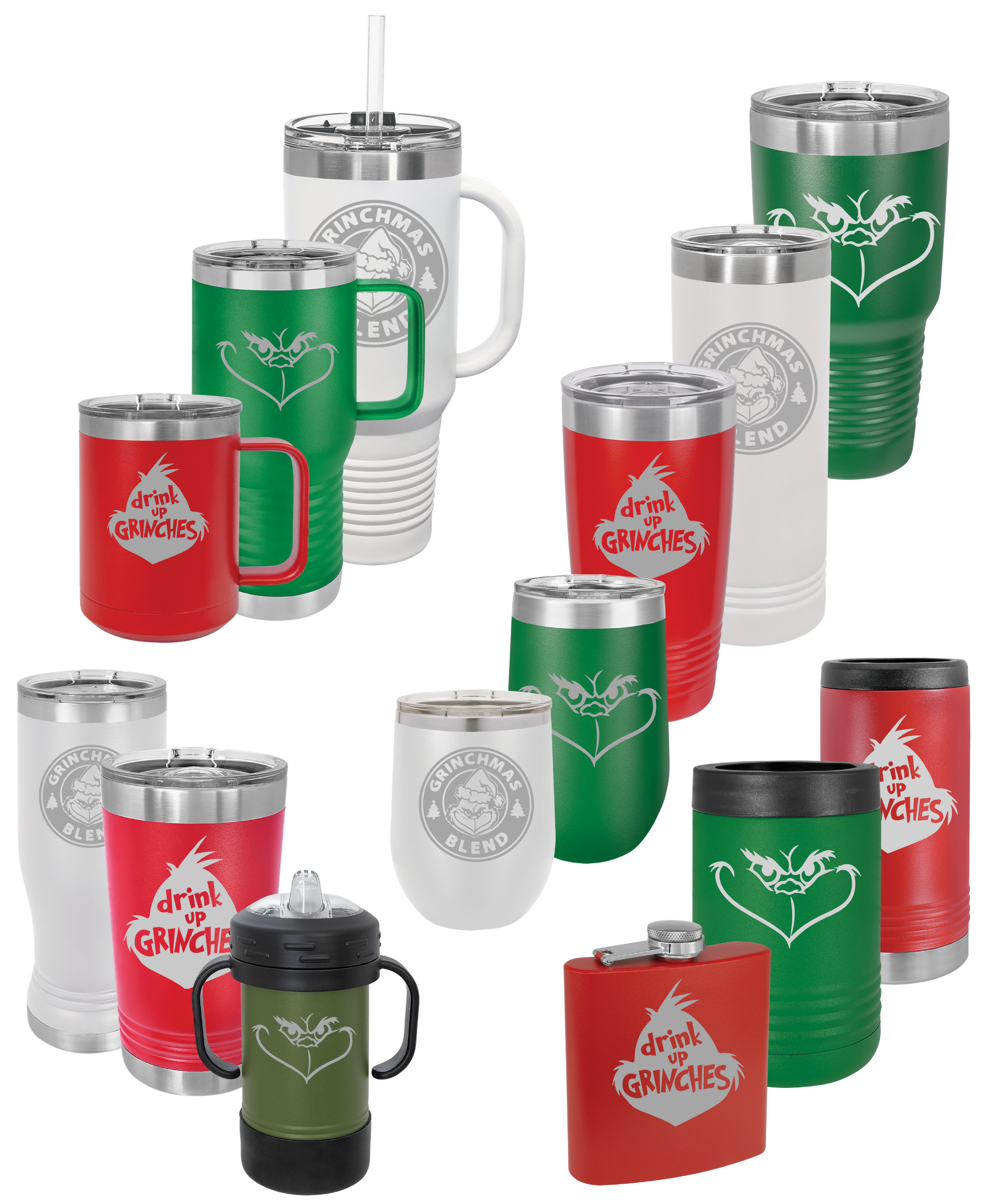 Grinch Themed Tumblers and Drink Holders