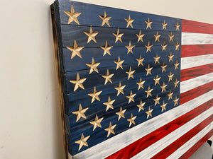 US Rustic Wooden Flag