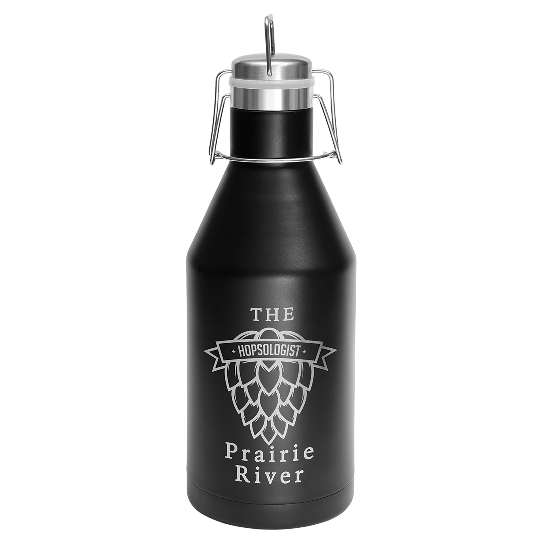 Polar Camel 64 oz. Black Vacuum Insulated Growler with Swing-Top Lid